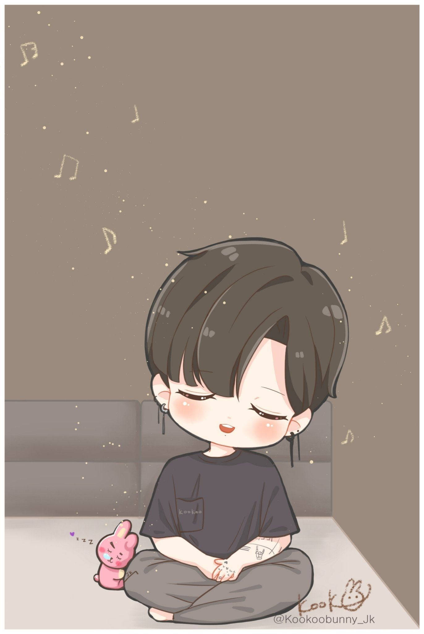 BTS Jung Kook, cute anime boy, dark hair, Full HD Phone Wallpaper