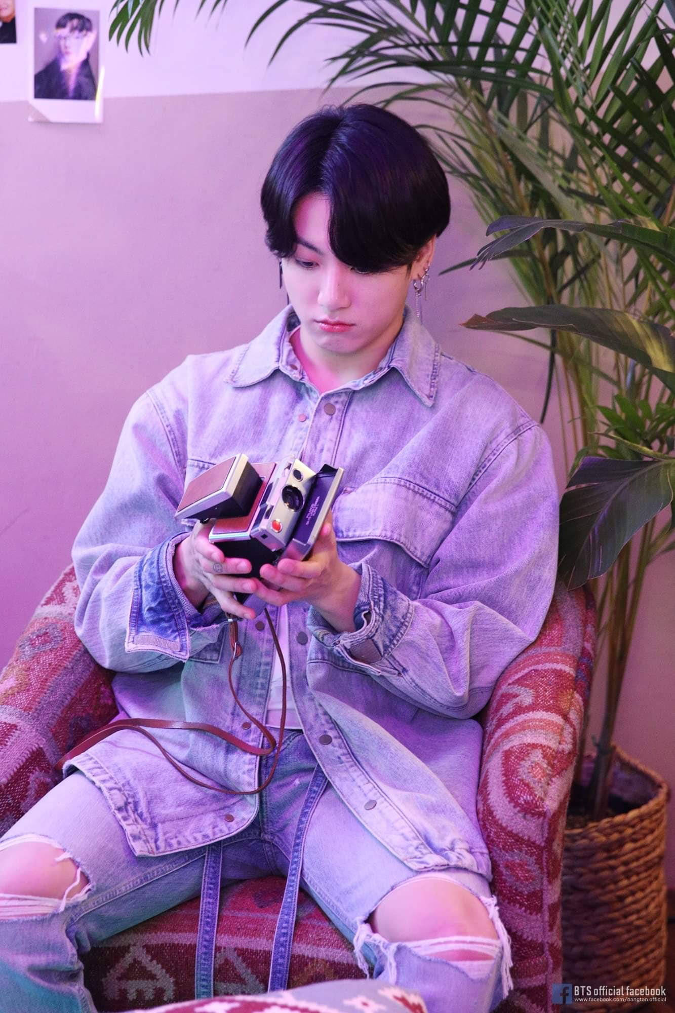 BTS Jung Kook, pink filter, denim jacket, Full HD Phone Wallpaper
