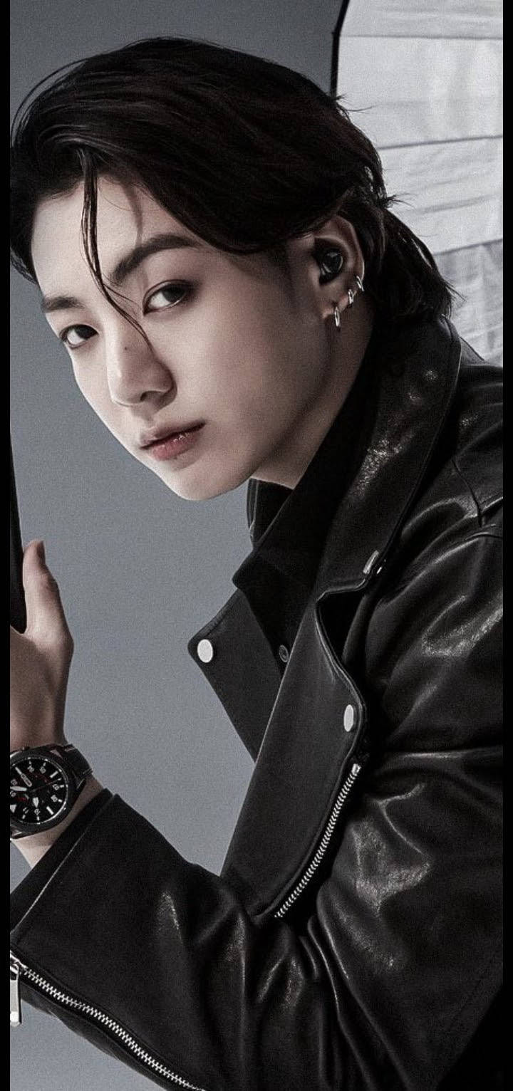 BTS Jung Kook, leather jacket, black leather jacket, HD Phone Wallpaper