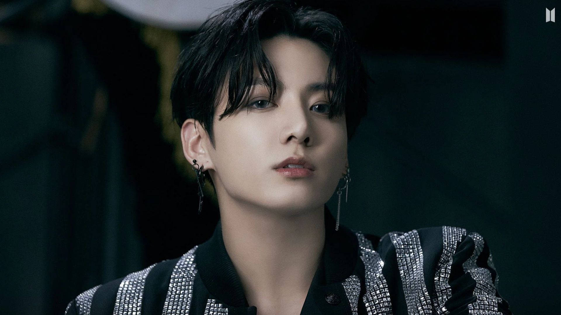 BTS Jung Kook, dark hair, dangling earrings, Full HD Desktop Wallpaper