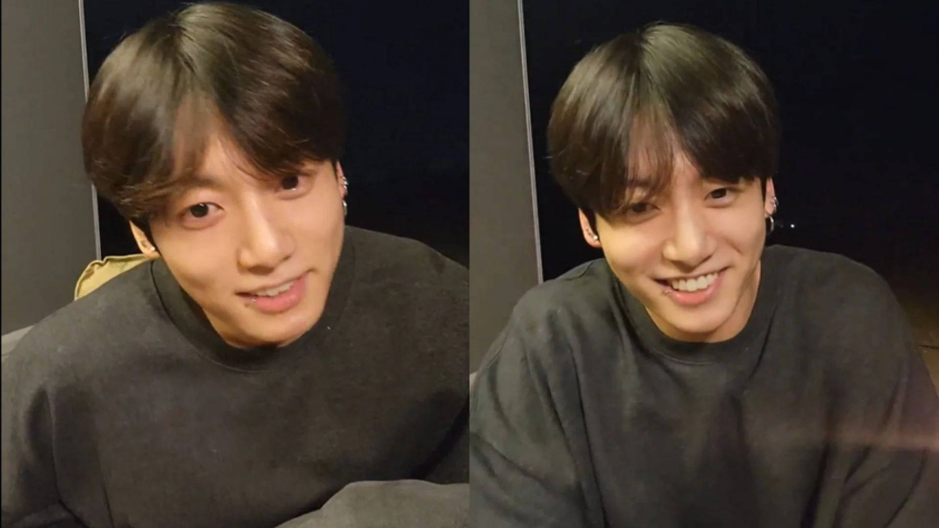 BTS Jung Kook, dark hair, smiles warmly, Full HD Desktop Wallpaper