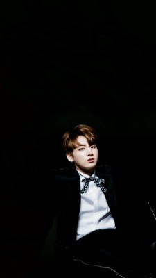 Bts Jung Kook, black suit, bowtie, SD Phone Wallpaper