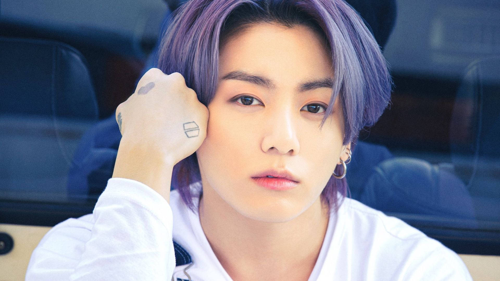 BTS Jung Kook, purple hair, tattooed fist, Full HD Desktop Wallpaper
