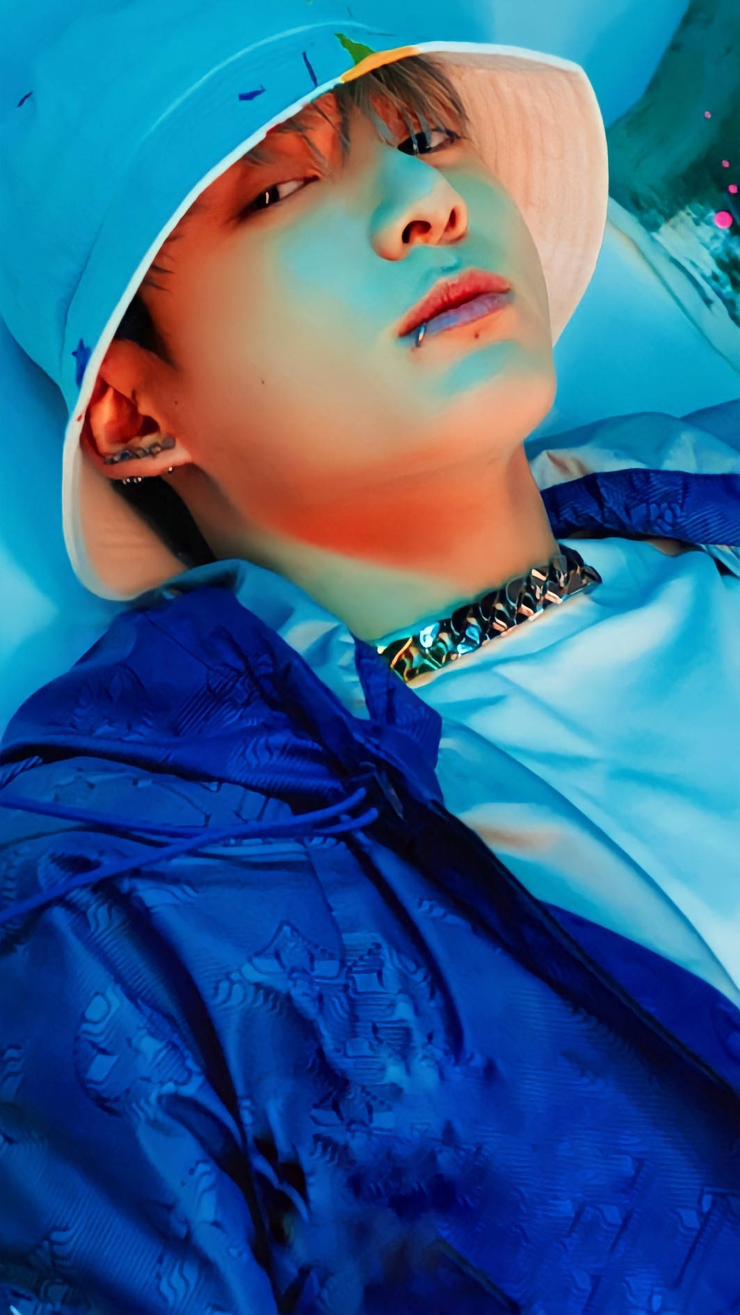 BTS Jung Kook, blue bucket hat, hoodie, HD Phone Wallpaper