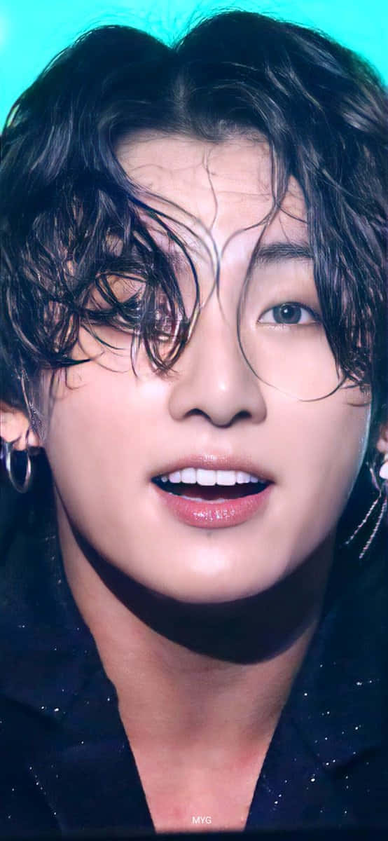 BTS Jungkook, long hair, dark wavy hair, SD Phone Wallpaper