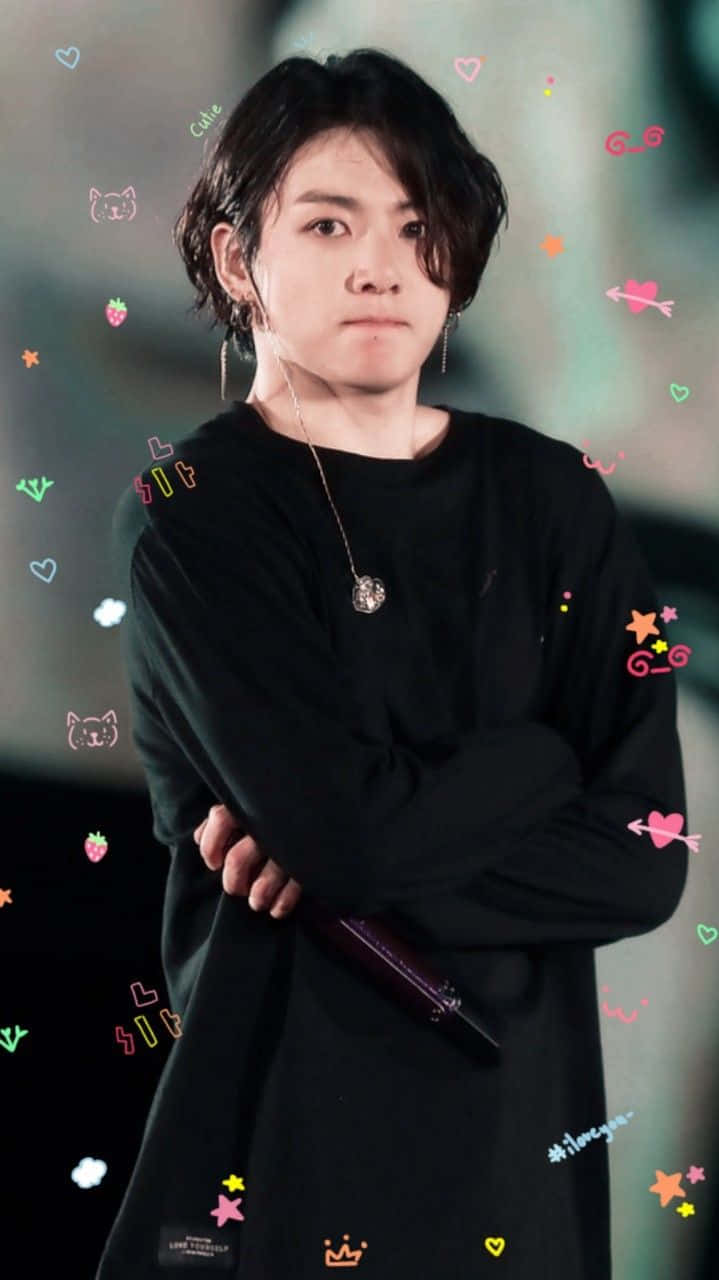 Bts Jungkook, long hair, black outfit, HD Phone Wallpaper