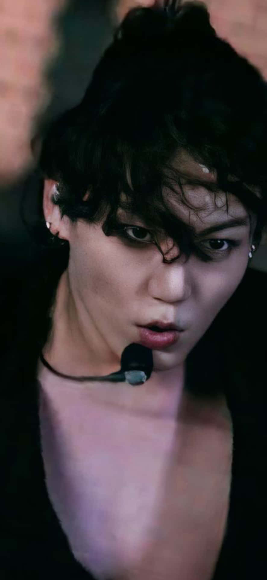 BTS Jungkook, long hair, headset microphone, Full HD Phone Wallpaper