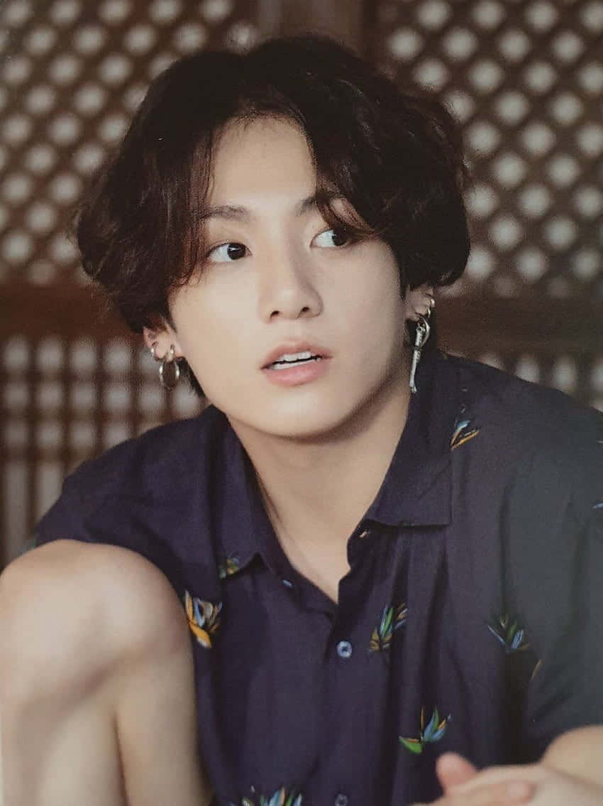 BTS Jungkook, long hair, dark wavy hair, SD Phone Wallpaper