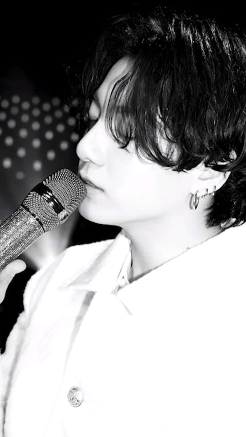 BTS Jungkook, long hair, black and white, HD Phone Wallpaper