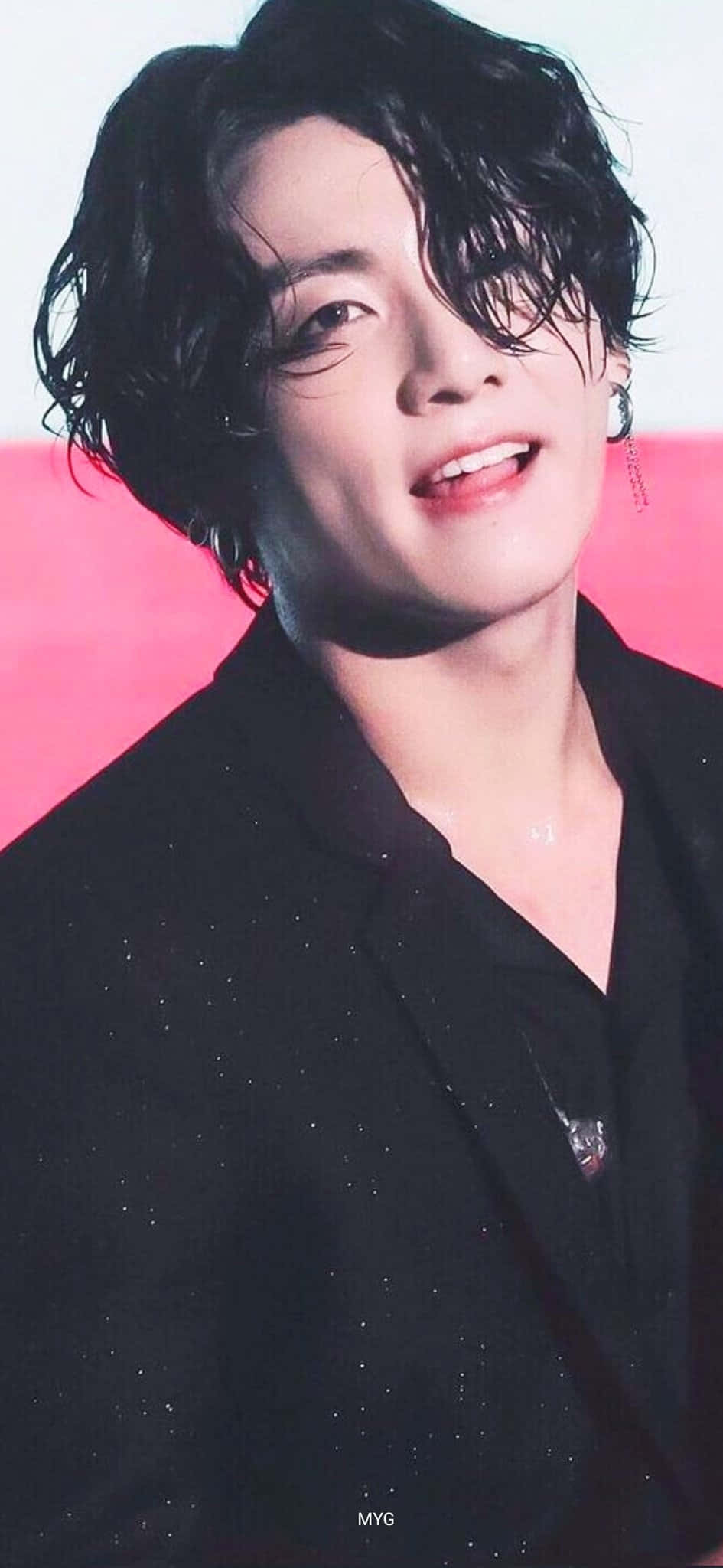 BTS Jungkook, long hair, dark wavy hair, Full HD Phone Wallpaper