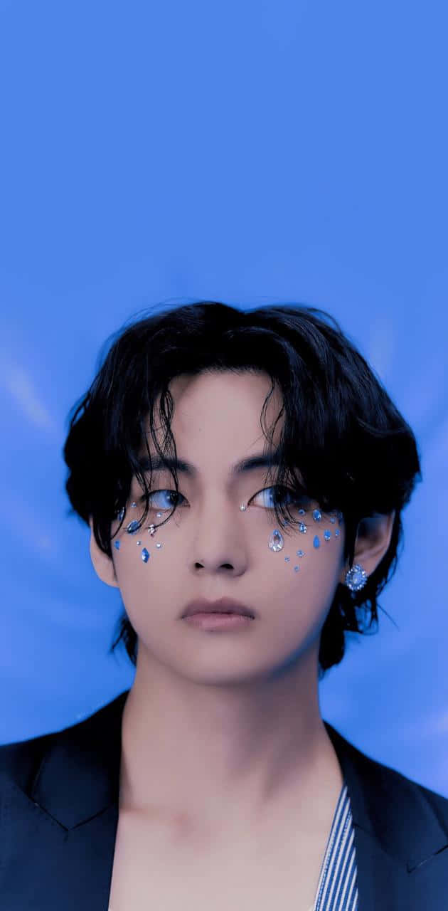 BTS Jungkook, long hair, sparkling blue gem accents, HD Phone Wallpaper