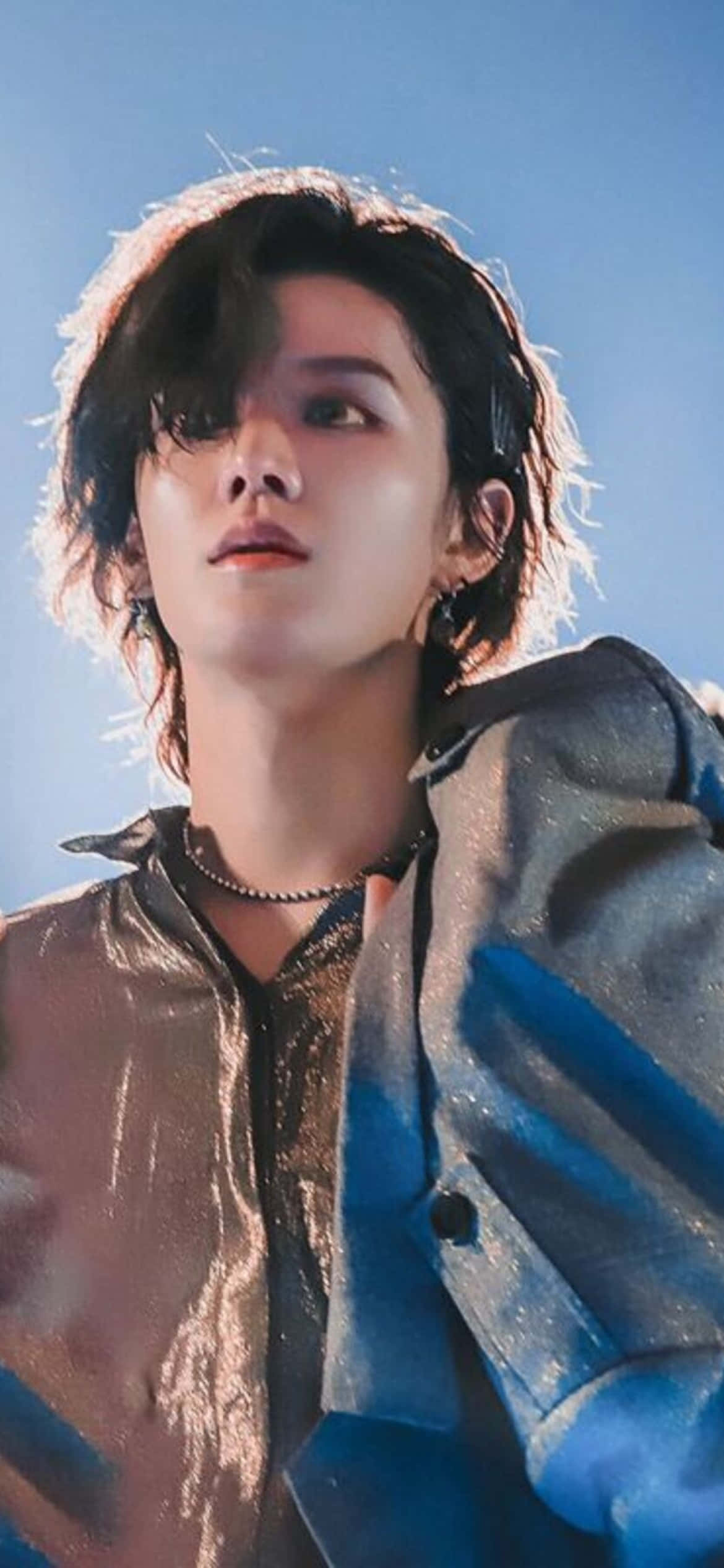 Bts Jungkook, long hair, clear blue sky, Full HD Phone Wallpaper