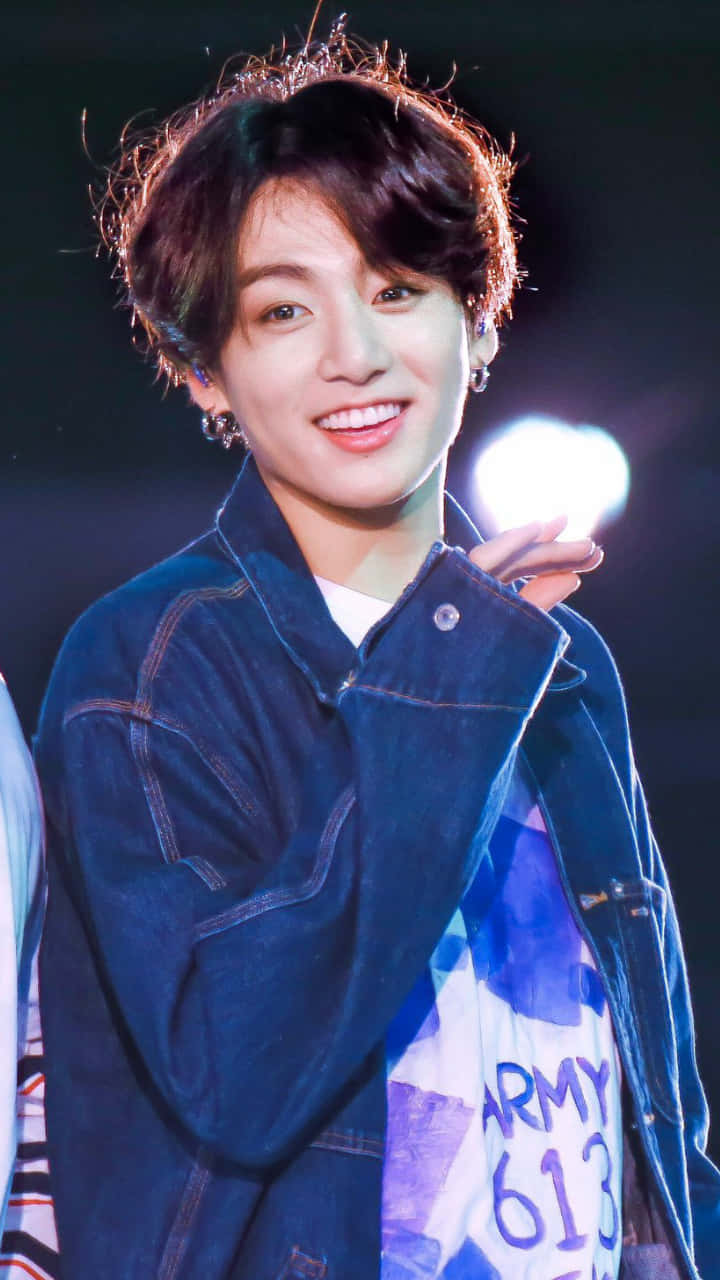 Bts Jungkook Long Hair, denim jacket, glowing orb, HD Phone Wallpaper