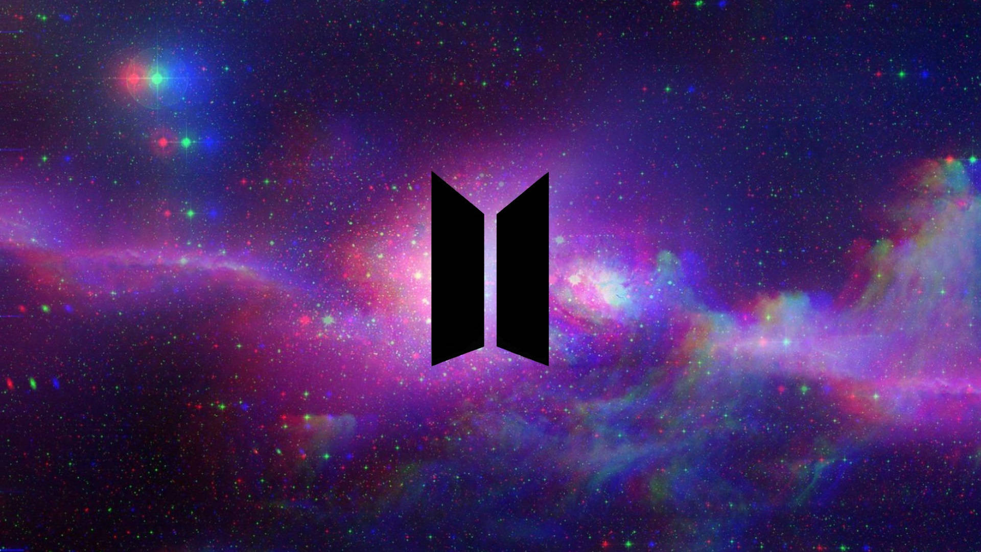 BTS Logo, Galaxy Laptop, cosmic nebula, Full HD Desktop Wallpaper