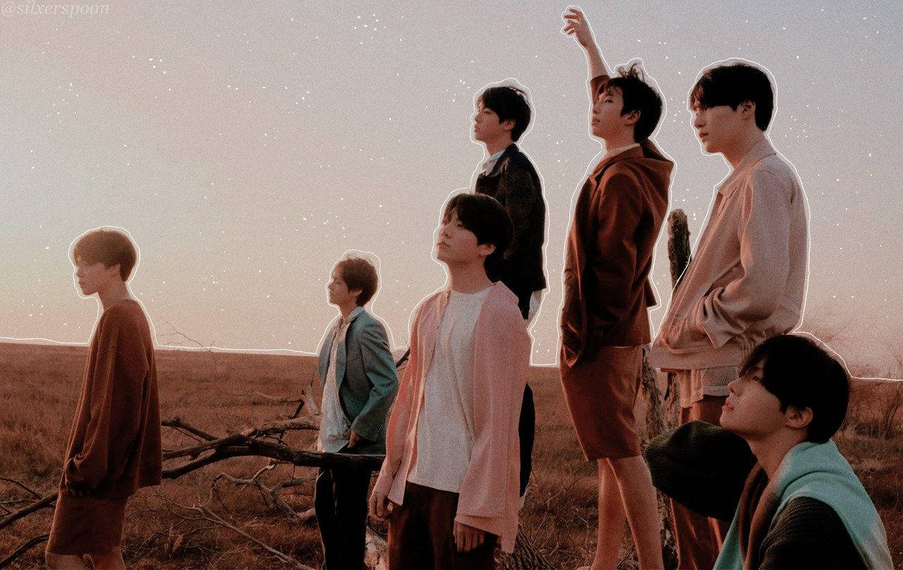 BTS, field, sunset, HD Desktop Wallpaper