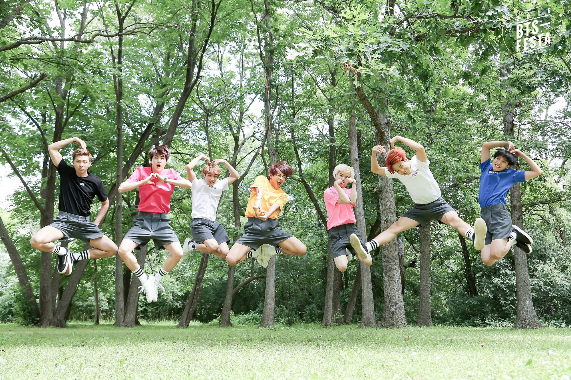 Jump Shot Cool, BTS Laptop, Seven young men, Full HD Desktop Wallpaper