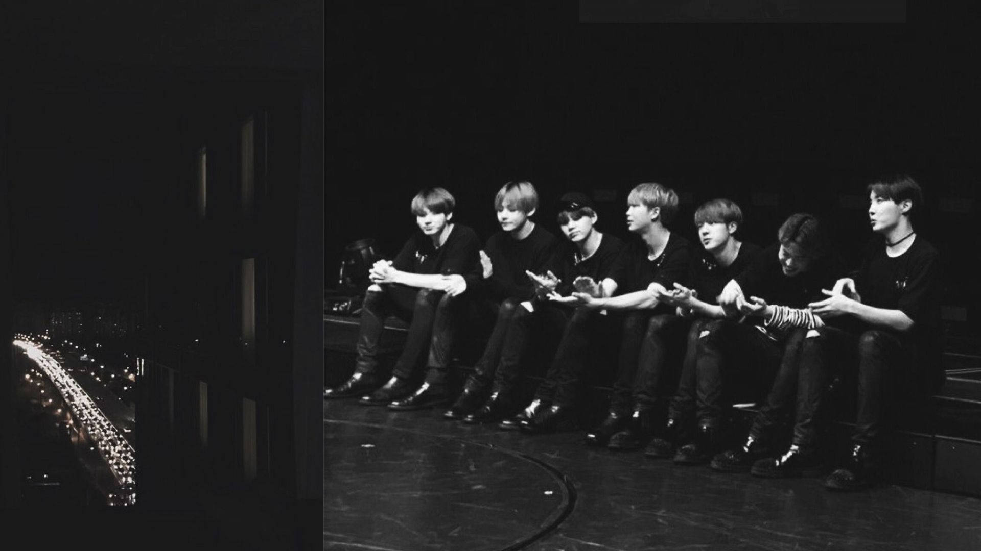 BTS, black and white, backstage photo, Full HD Desktop Wallpaper