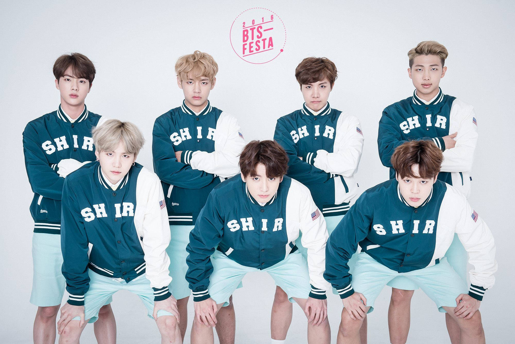 2016 Festa, BTS, green and white varsity jackets, Full HD Desktop Wallpaper
