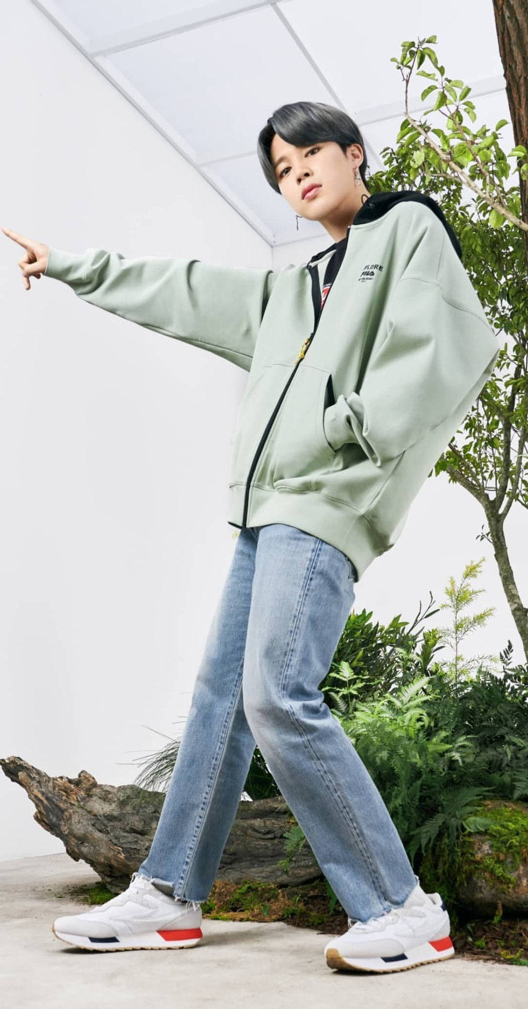 BTS Life Goes On, light green hoodie, jeans, Full HD Phone Wallpaper