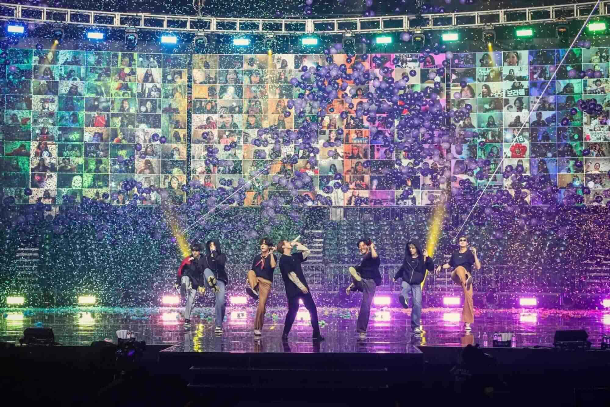 BTS Live, wet stage, purple confetti, Full HD Desktop Wallpaper