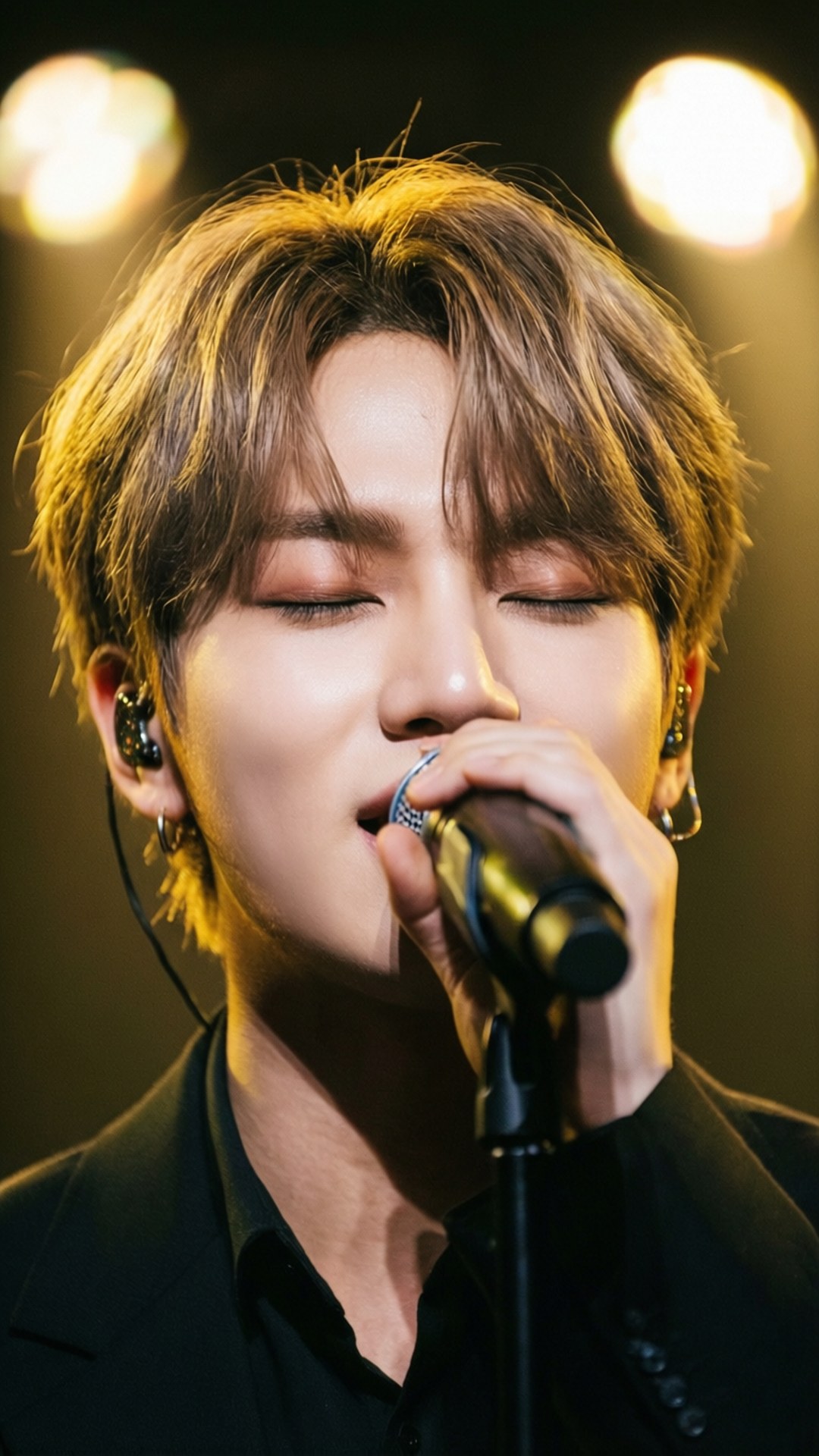 BTS V, Solo Spotlight, golden light, Full HD Phone Wallpaper