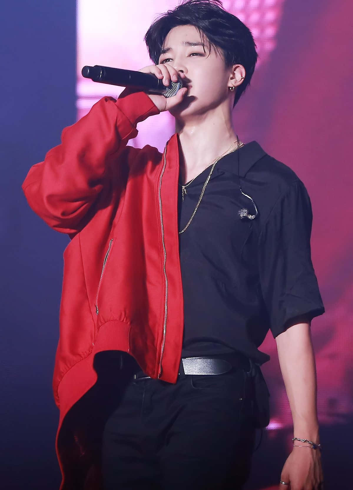 BTS Live, red jacket, microphone, HD Phone Wallpaper