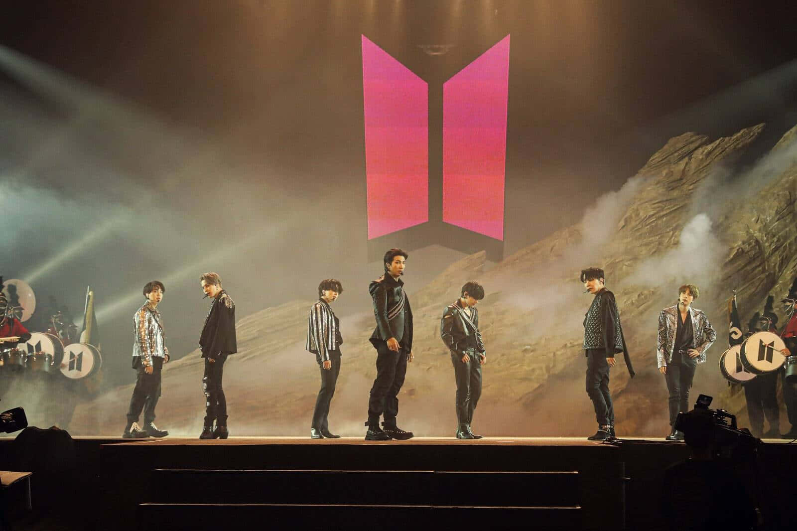 BTS, BTS logo, smoky stage, HD Desktop Wallpaper