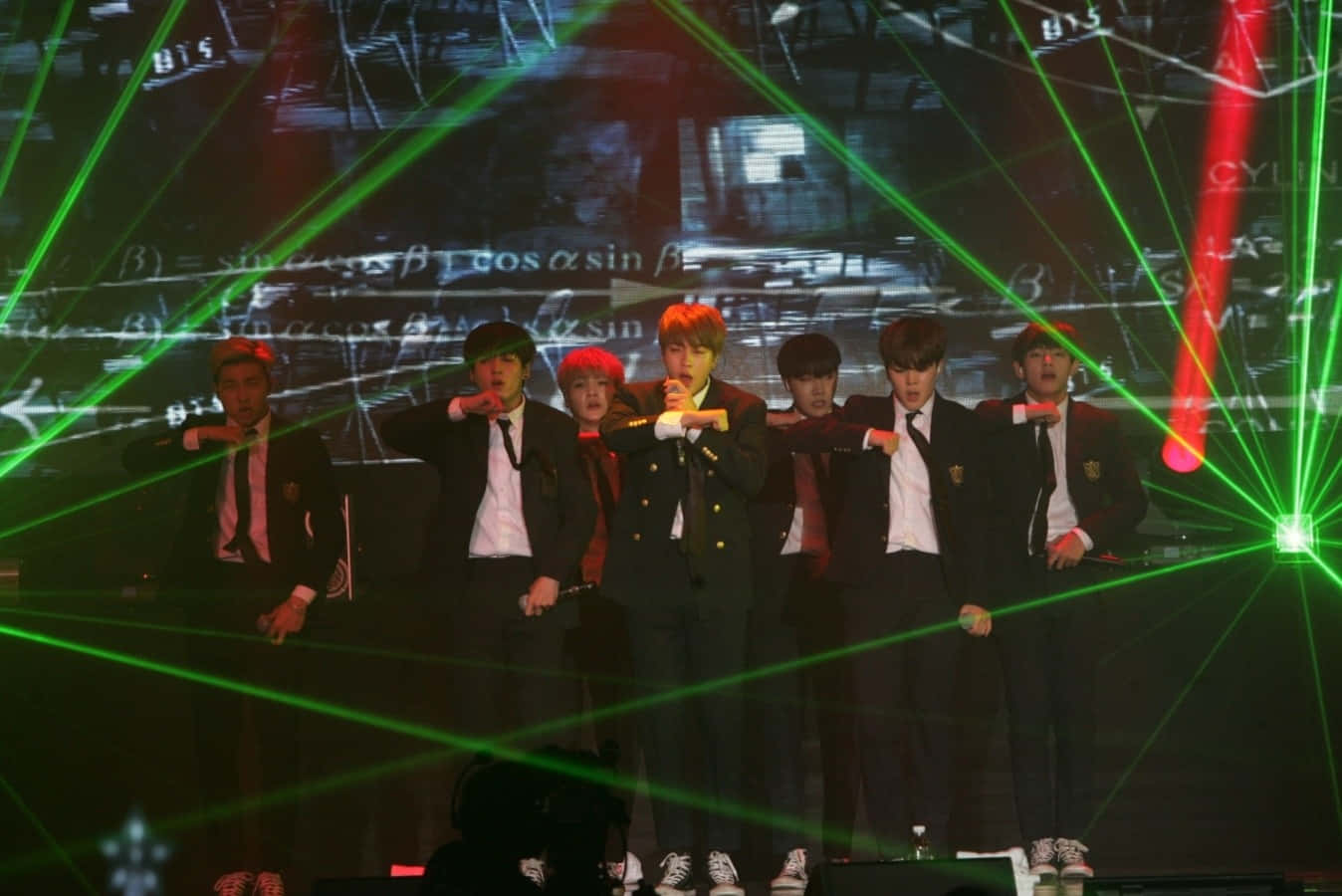 BTS Live, school uniforms, vibrant green laser lights, HD Desktop Wallpaper