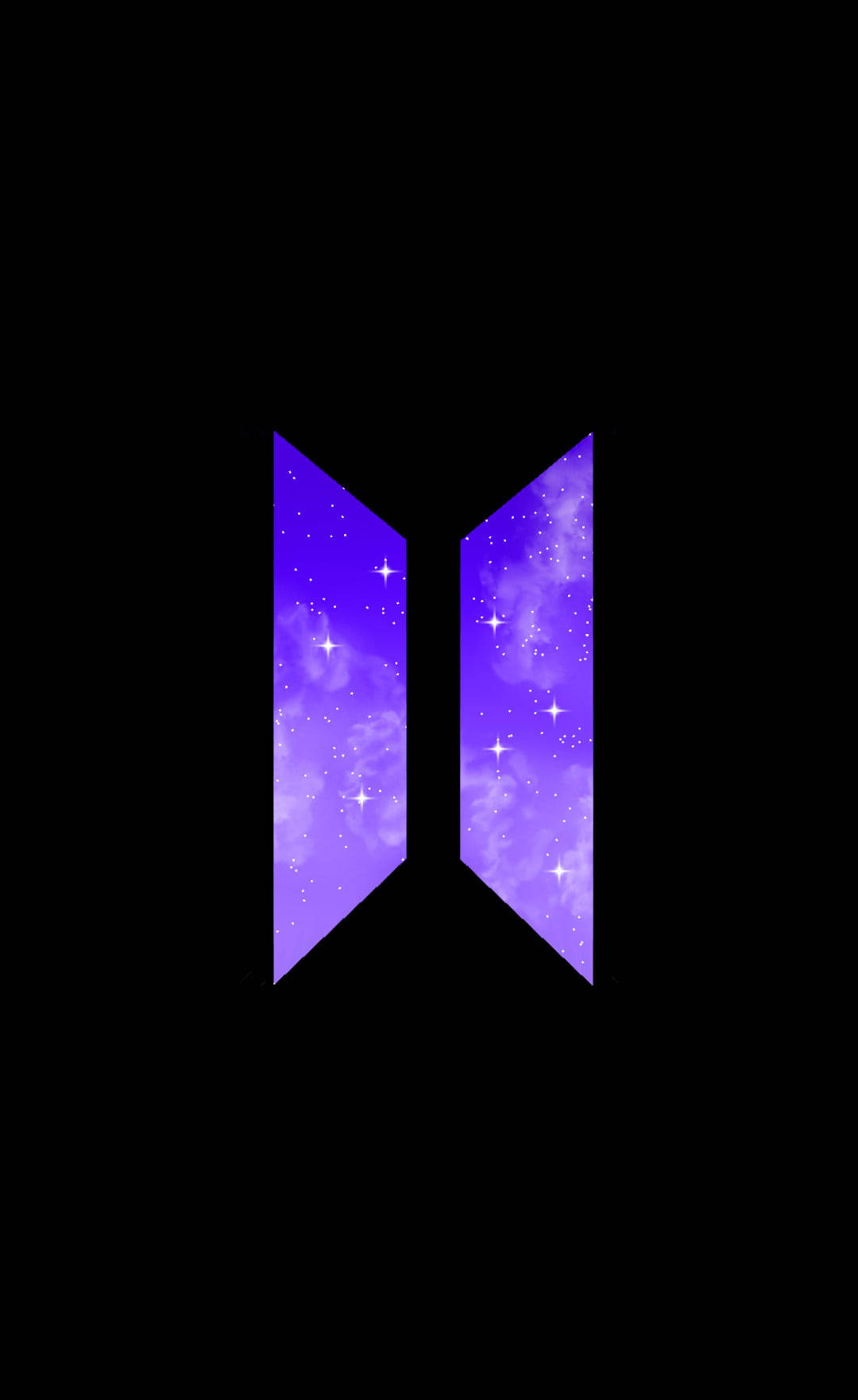 BTS logo, glowing purple, starry nebula, HD Phone Wallpaper