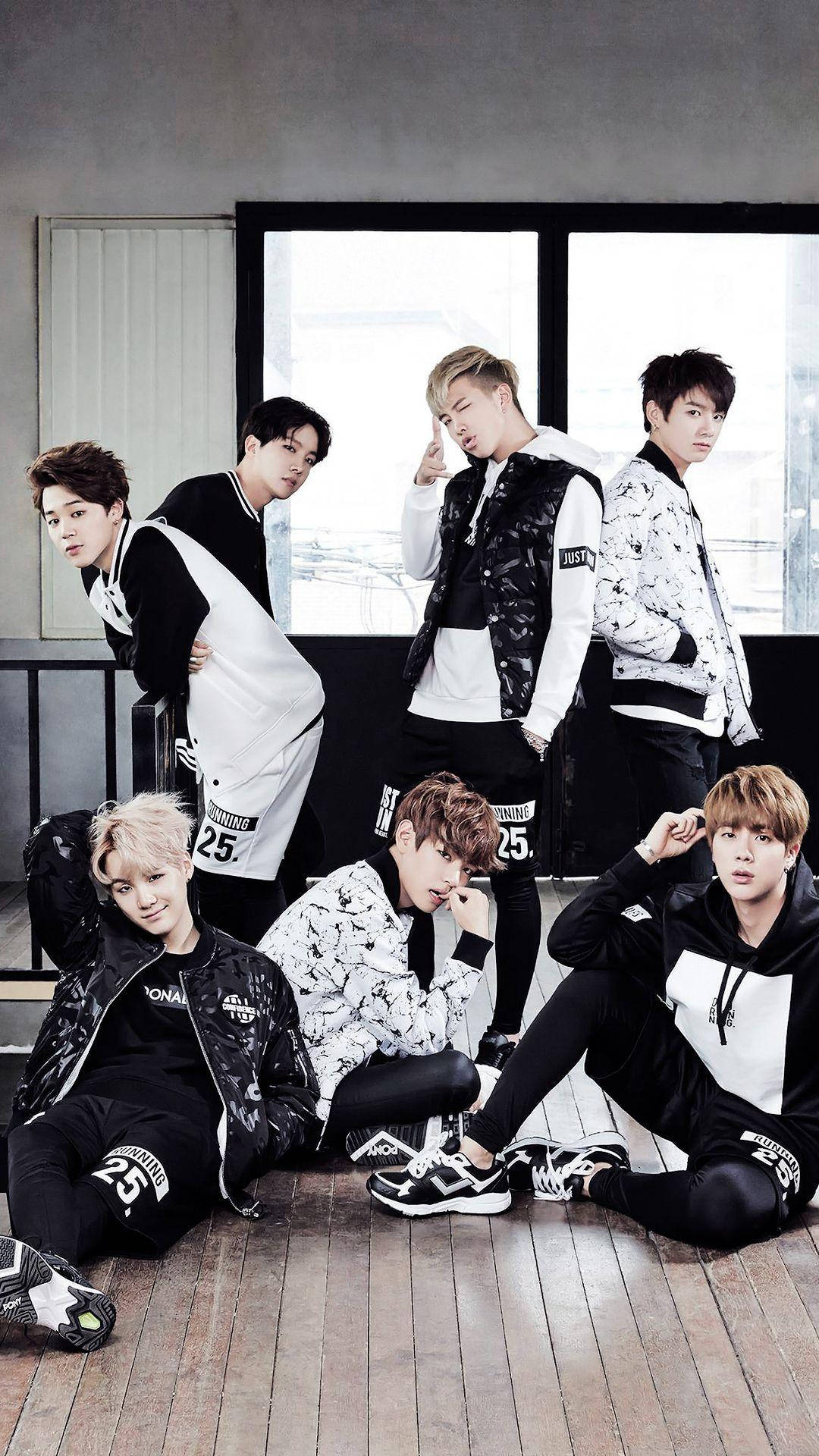 BTS, monochrome, black and white streetwear, Full HD Phone Wallpaper