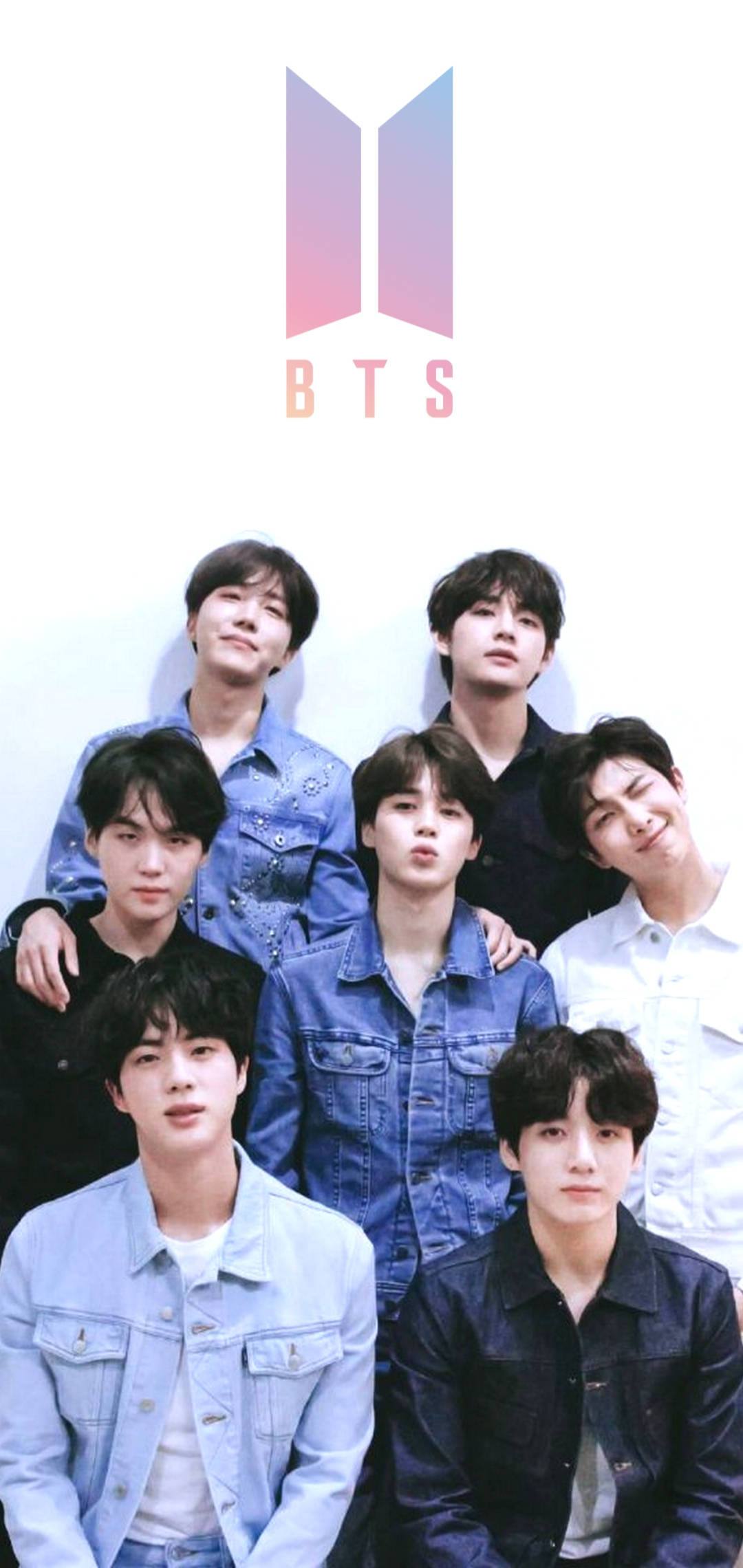 BTS, denim jackets, gradient BTS logo, Full HD Phone Wallpaper