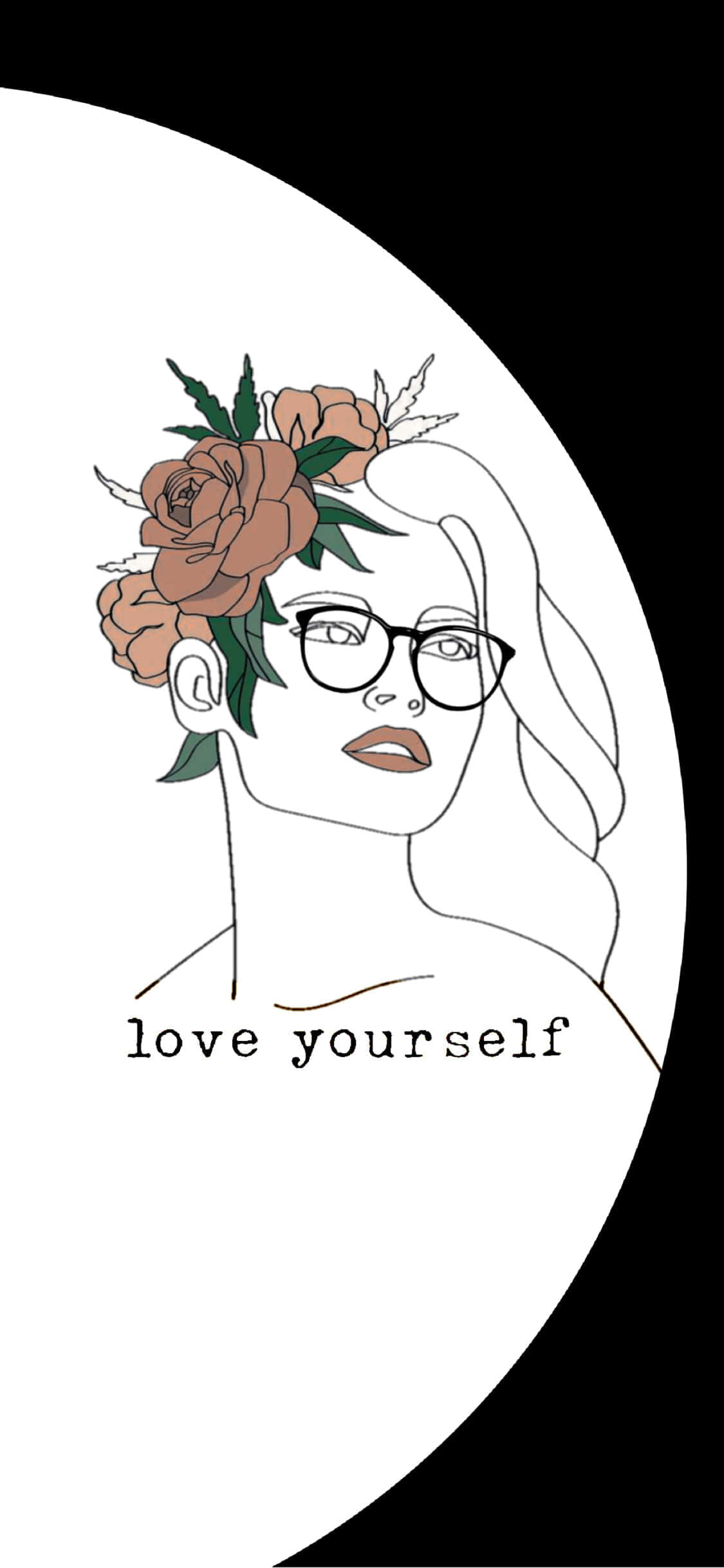 Love Yourself, woman with glasses, rose crown, Full HD Phone Wallpaper