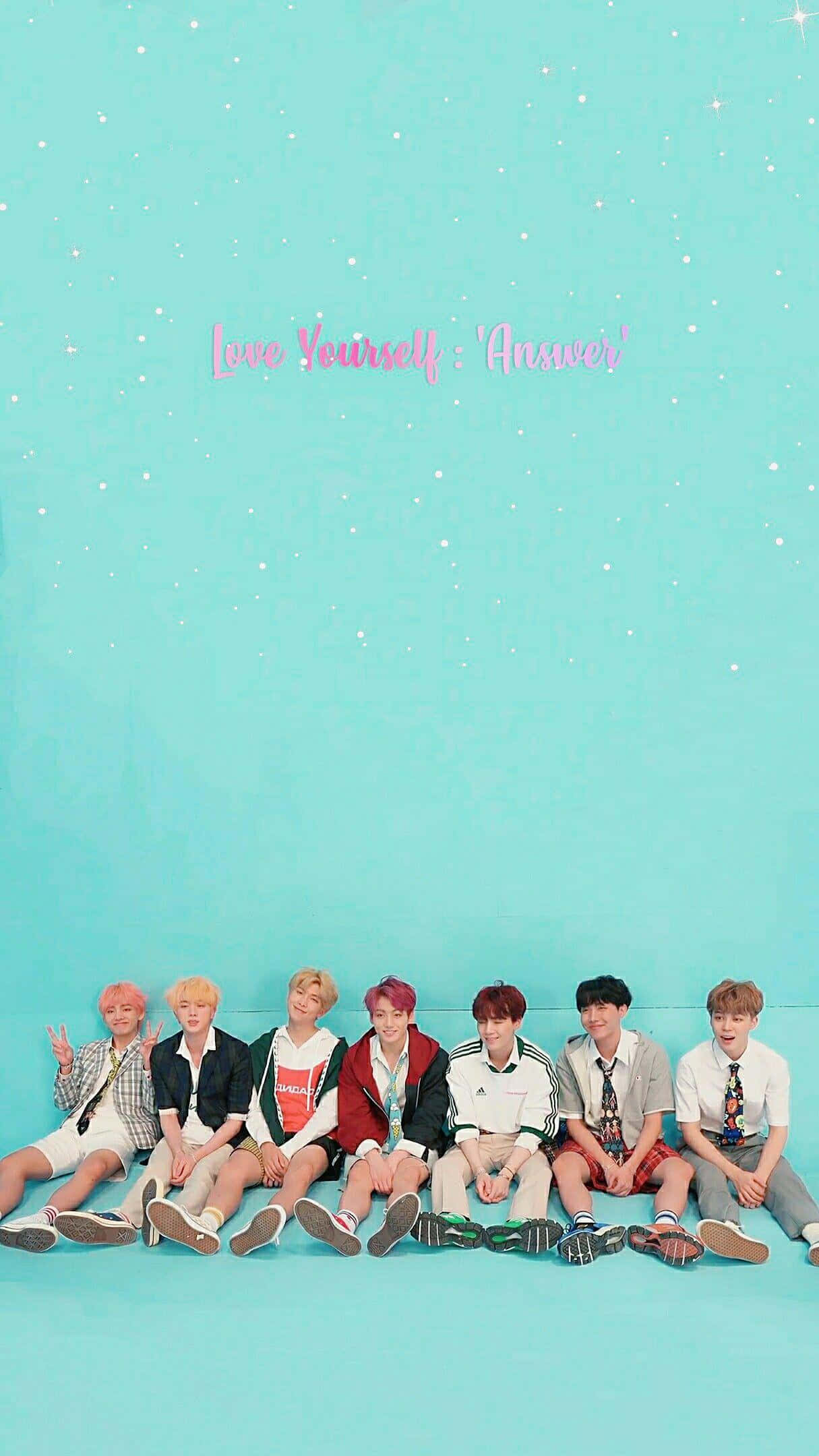 BTS Love Yourself, turquoise floor, starry sky, Full HD Phone Wallpaper