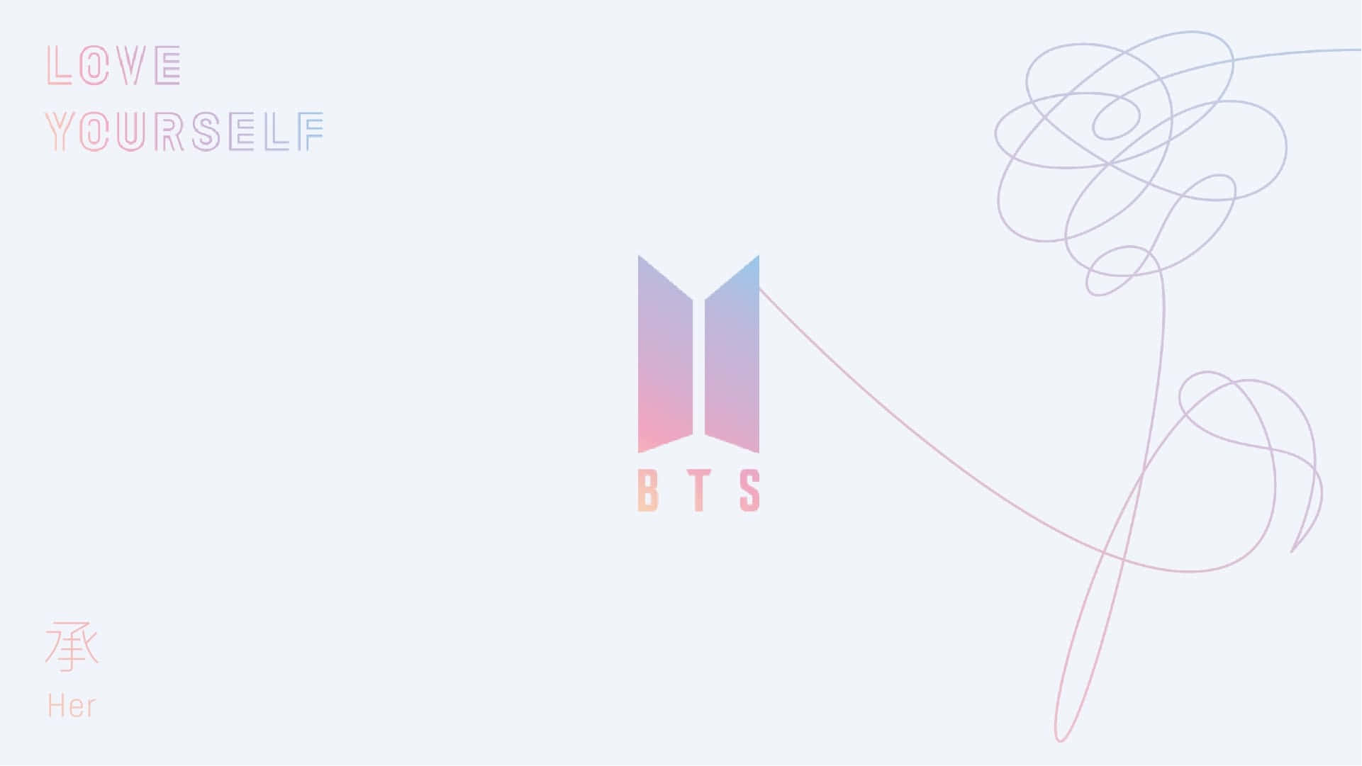BTS Love Yourself, BTS logo, gradient pink purple hues, Full HD Desktop Wallpaper
