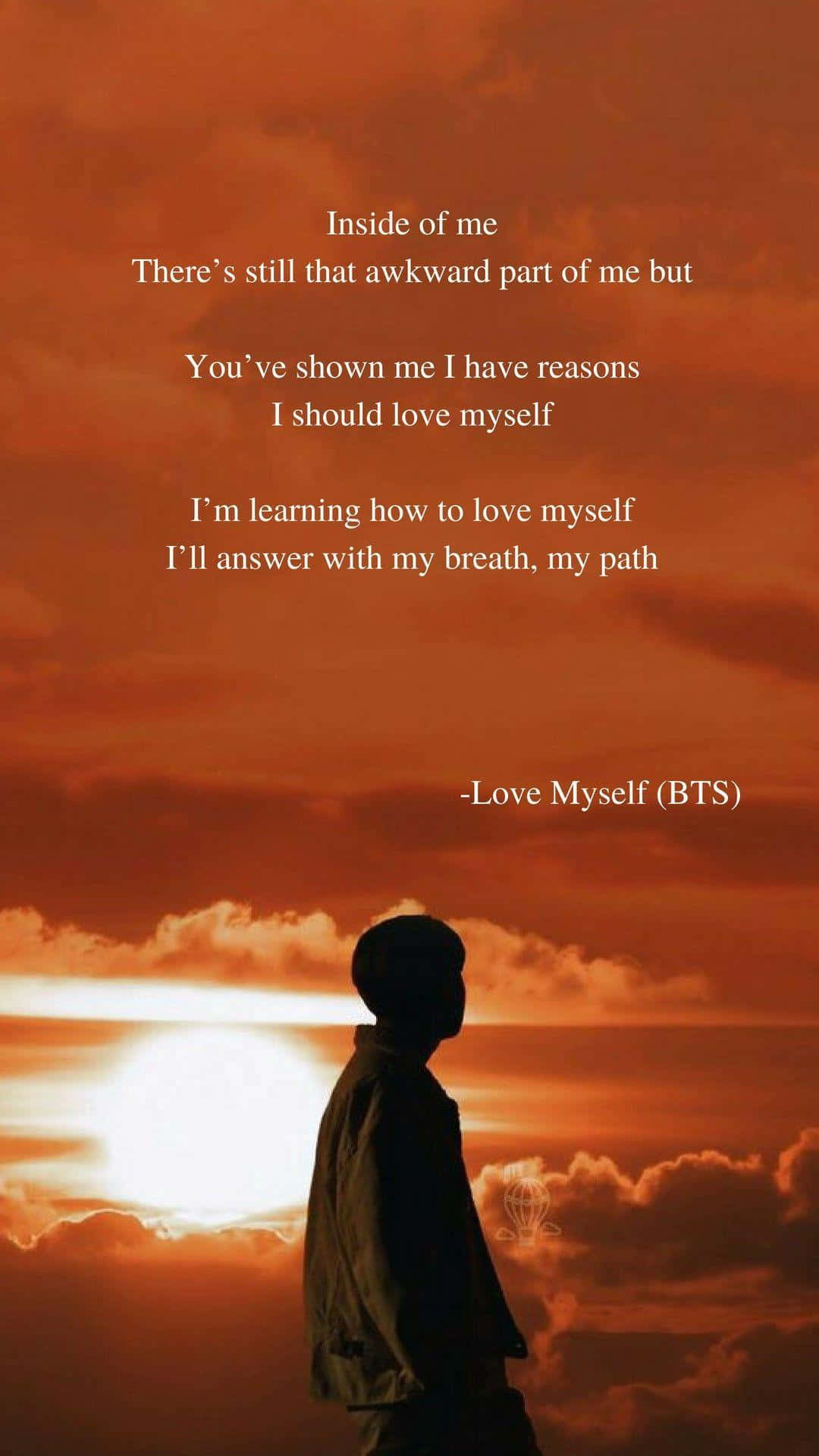BTS Love Yourself, glowing sunset, silhouette of a person, Full HD Phone Wallpaper