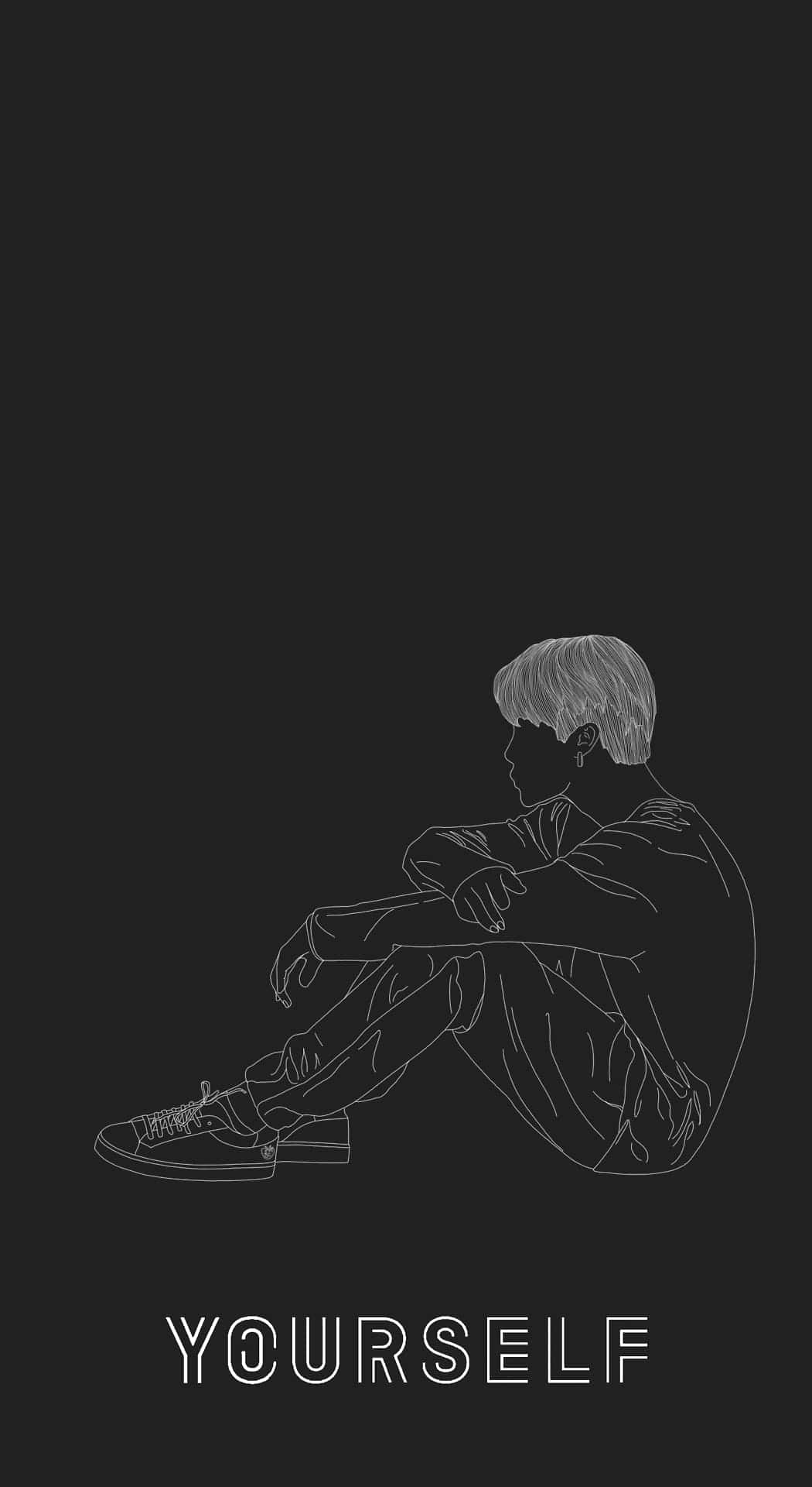 BTS Love Yourself, silhouette, dark background, Full HD Phone Wallpaper