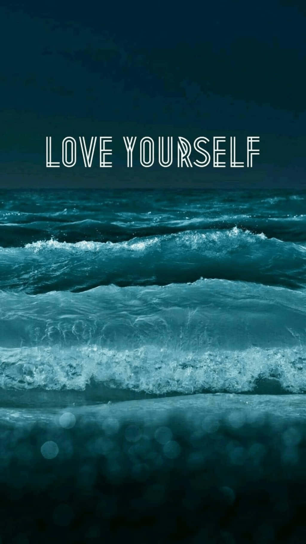 BTS Love Yourself, teal ocean waves, dark sky, HD Phone Wallpaper