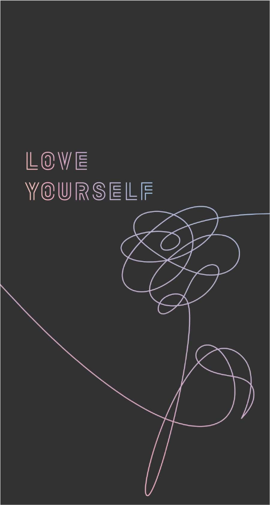 BTS Love Yourself, dark gray, glowing pink and blue text, HD Phone Wallpaper