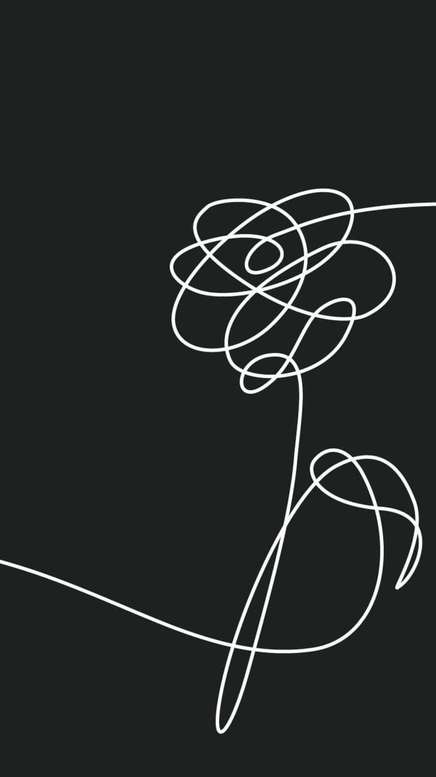 BTS Love Yourself, white line drawing, stylized rose, HD Phone Wallpaper