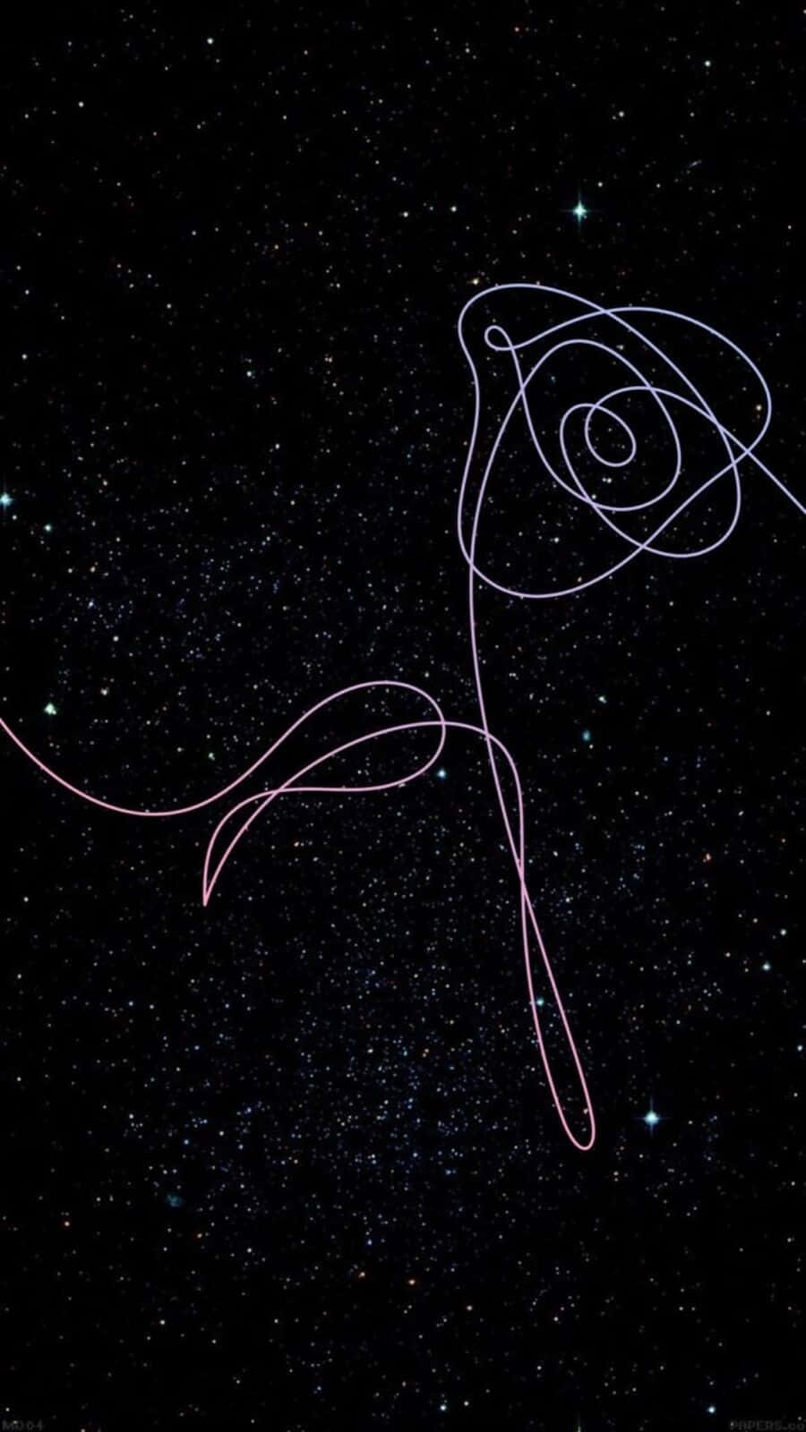 BTS Love Yourself, glowing rose outline, pink and blue, HD Phone Wallpaper
