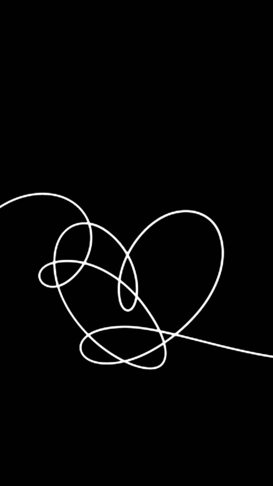 Bts Love Yourself, white line art heart, overlapping loops, HD Phone Wallpaper