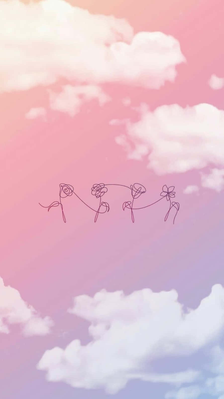 BTS Love Yourself, pink and purple gradient sky, fluffy clouds, HD Phone Wallpaper