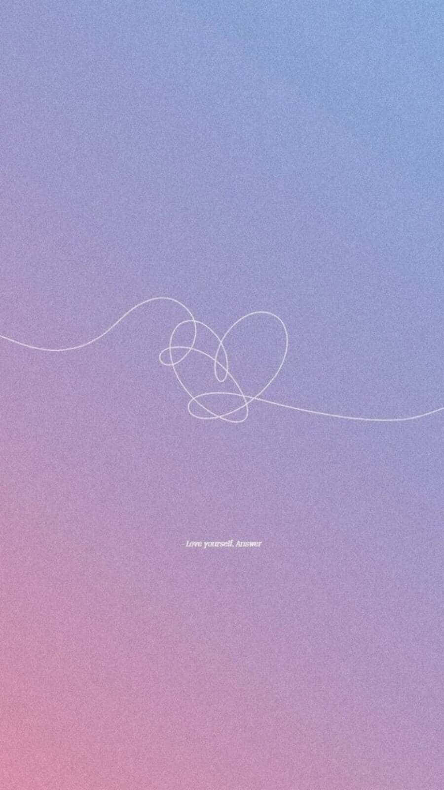 BTS Love Yourself, soft pink and blue, white line forming a heart, HD Phone Wallpaper