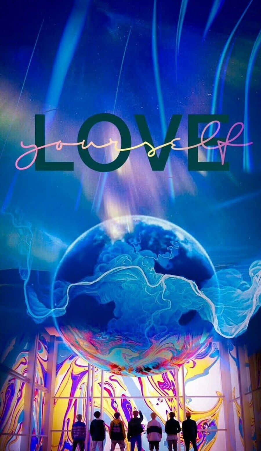 BTS Love Yourself, glowing blue planet, LOVE yourself, HD Phone Wallpaper