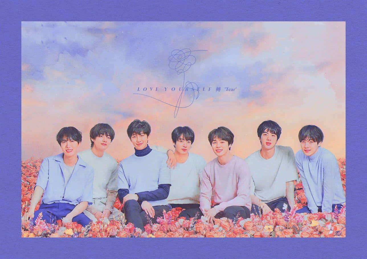 BTS Love Yourself, pastel outfits, red flowers, HD Desktop Wallpaper