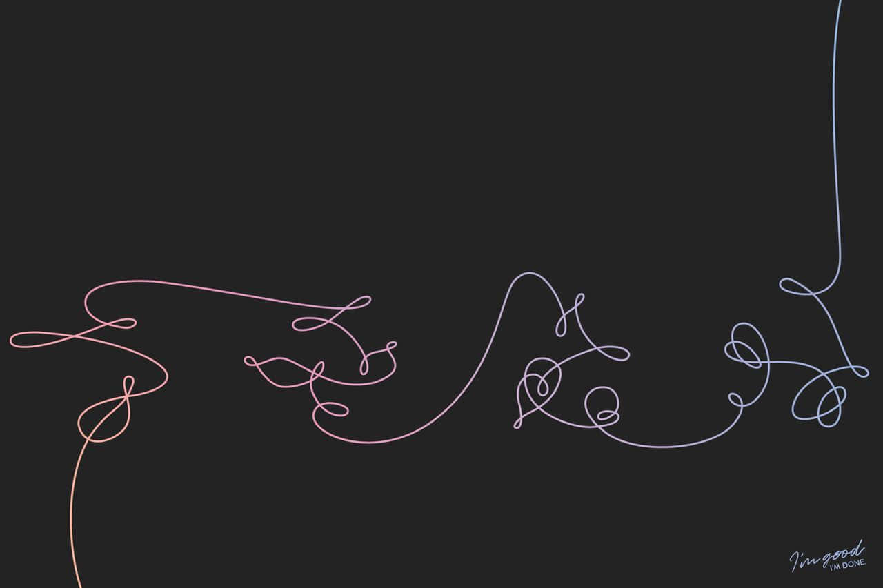 BTS Love Yourself, gradient pink and blue, dark charcoal background, HD Desktop Wallpaper