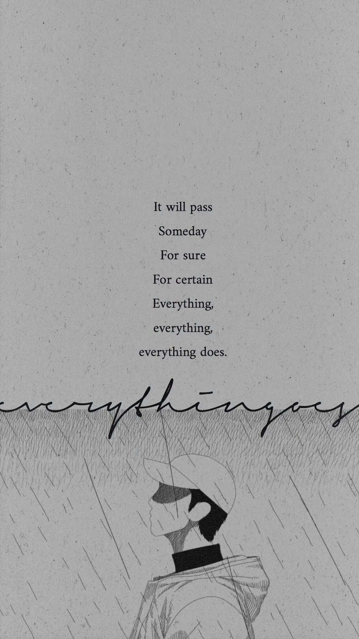 BTS Lyrics, monochrome illustration, rainstorm, Full HD Phone Wallpaper