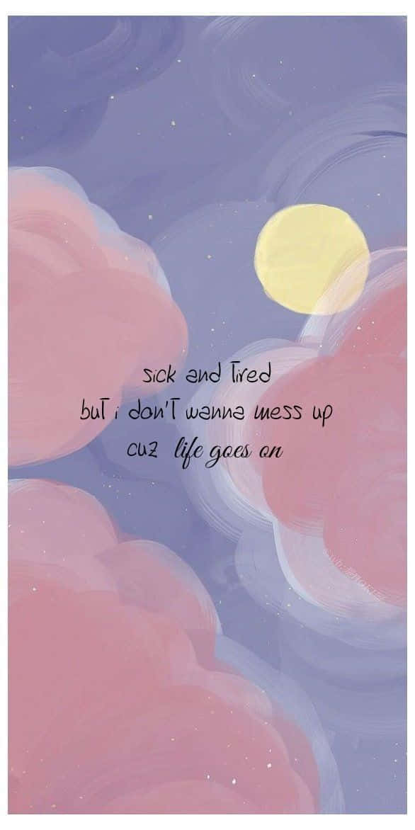 BTS, handwritten text, glowing yellow moon, SD Phone Wallpaper