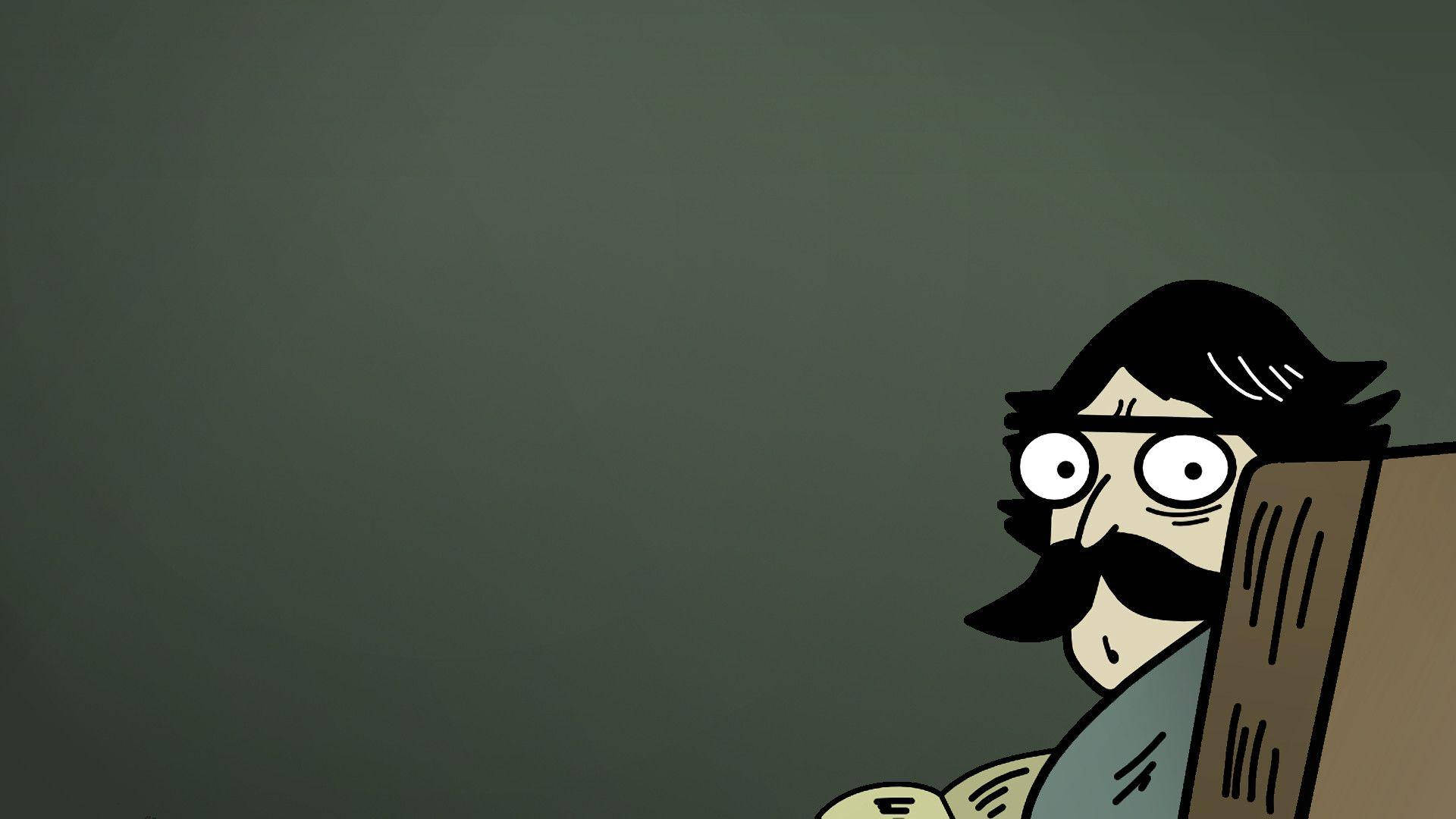 stare dad meme, cartoon man, mustache, Full HD Desktop Wallpaper