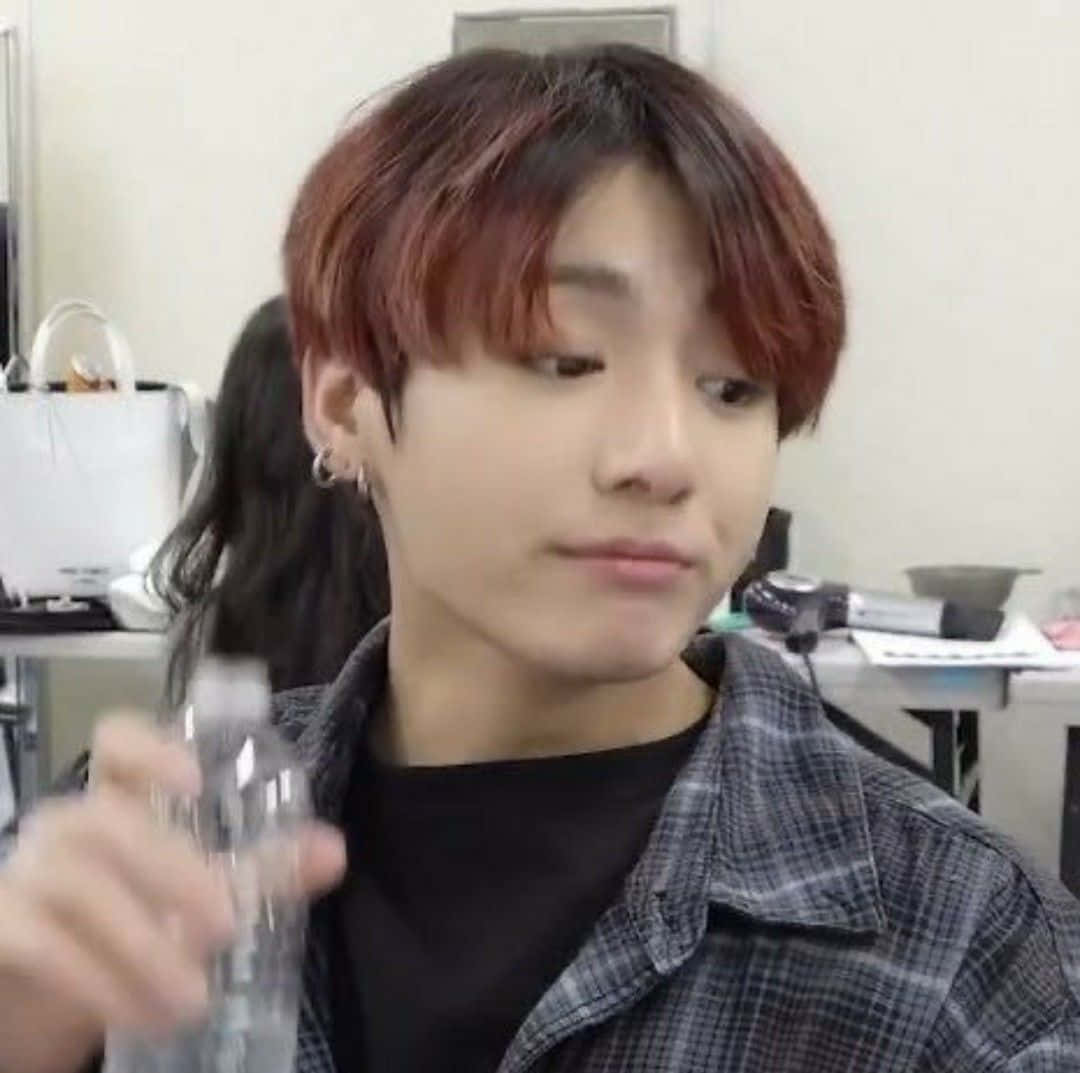 BTS, backstage room, red-tinted hair, SD Desktop Wallpaper